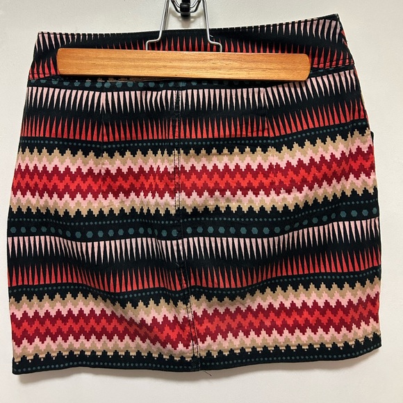 Geometric Divided Aztec Multicolored Print Zip Up Skirt - Picture 2 of 3